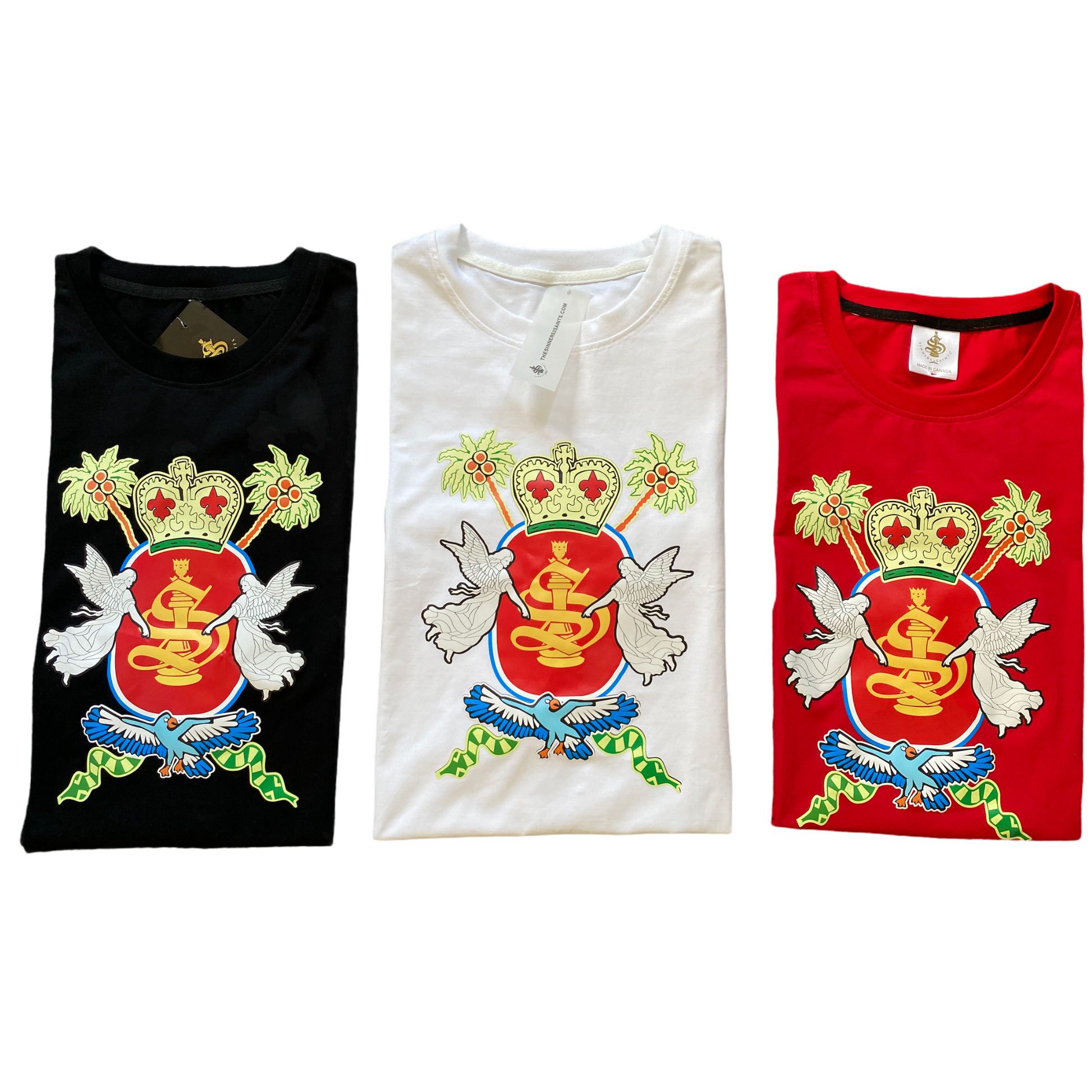 'Coat of Arms' 3D Embossed Design T-shirts - Red, Black, White Special Release!! - TheSinners2Saints