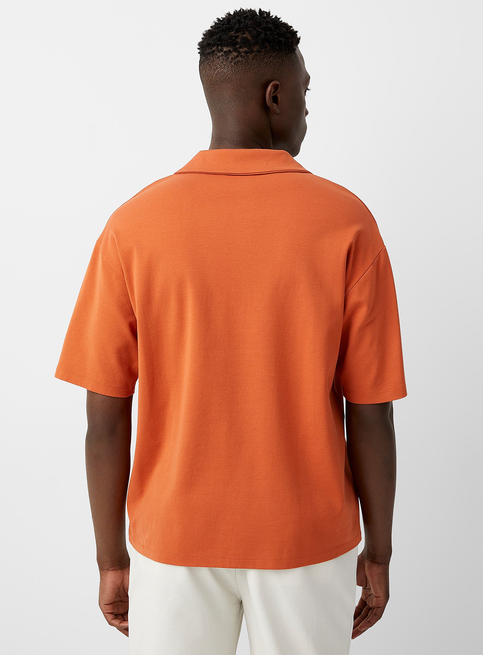 Boxy polo shirt -  Johnny collar jersey polo - Colour: Copper - TheSinners2Saints