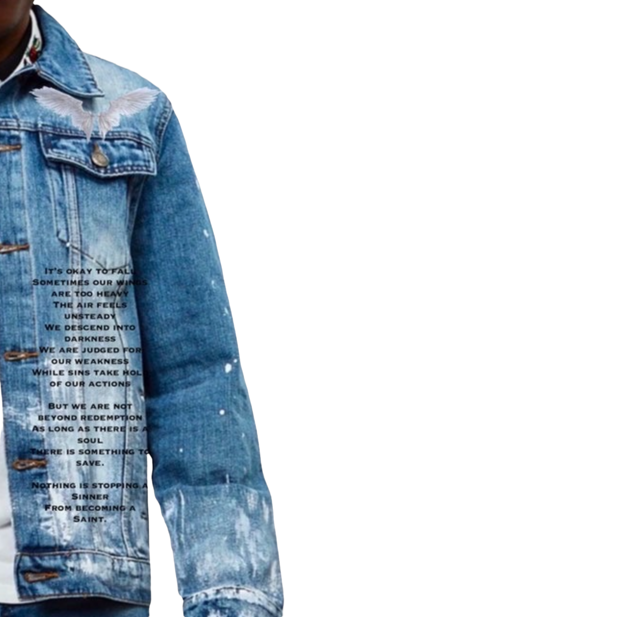 **New CUSTOM Hand painted DENIM Jacket - “Still I Rise”  **Limited Edition Only** - TheSinners2Saints