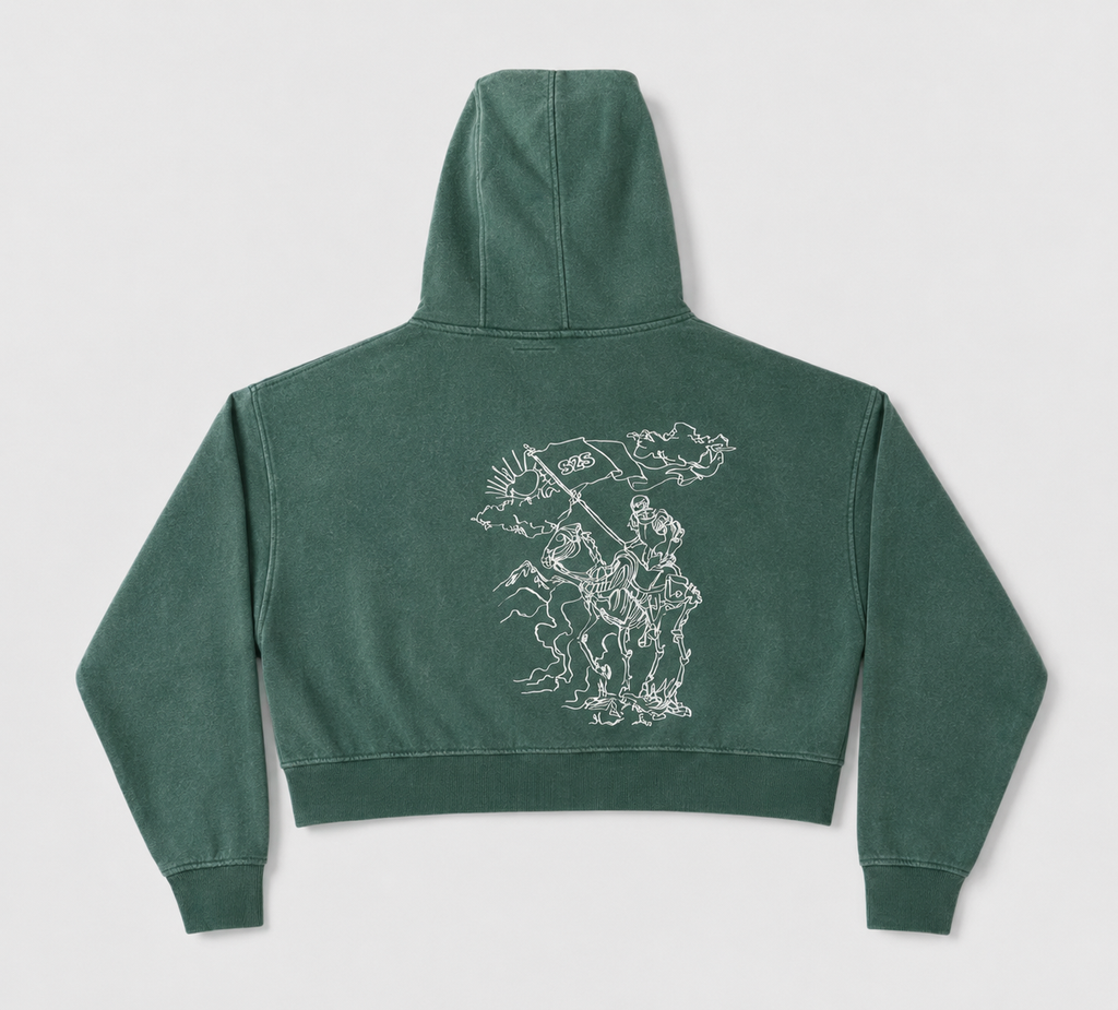 Mantle Zipper Crop Hoodie (washed green)