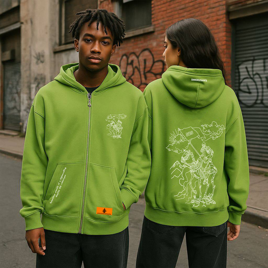 Zip Up Knight’s Mantle Oversized Hoodie *Limited Edition - Viridescent color