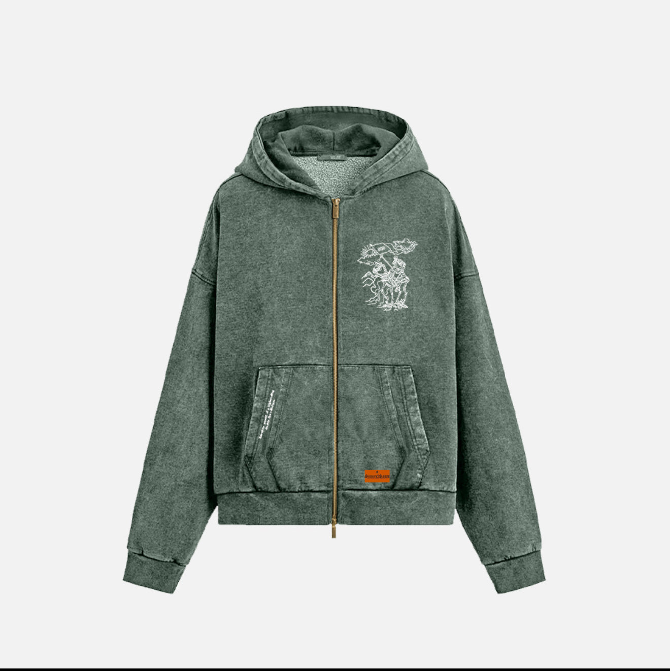 Knight’s Mantle Zip up Hoodie - Green washed