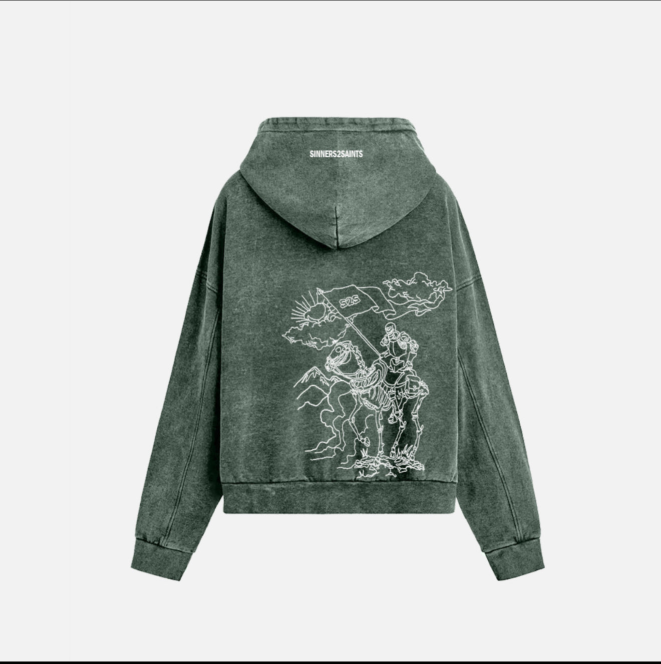 Knight’s Mantle Zip up Hoodie - Green washed