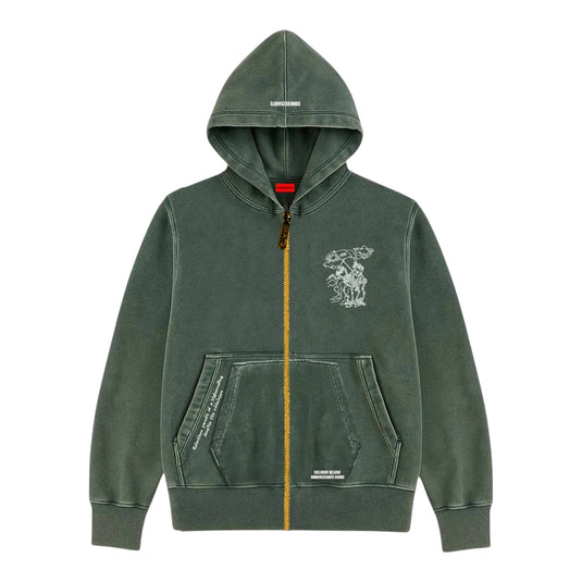 Zip up Washed Green Knight’s Mantle Hoodie - Unisex *Limited Release
