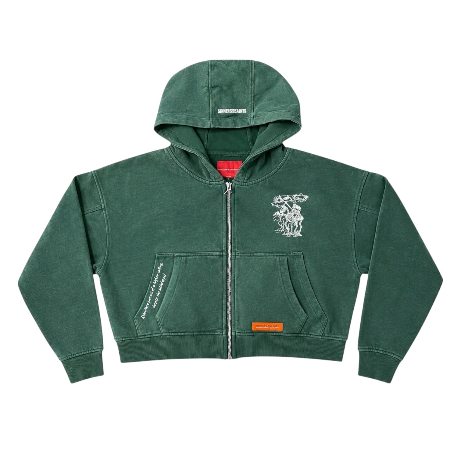 Mantle Zipper Crop Hoodie (washed green)