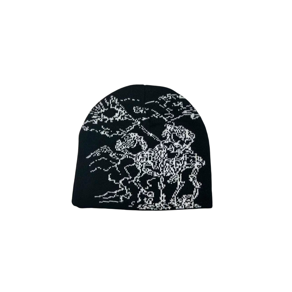 The Mantle Beanie — front view, wool-feel acrylic knit faith beanie by Sinners2Saints