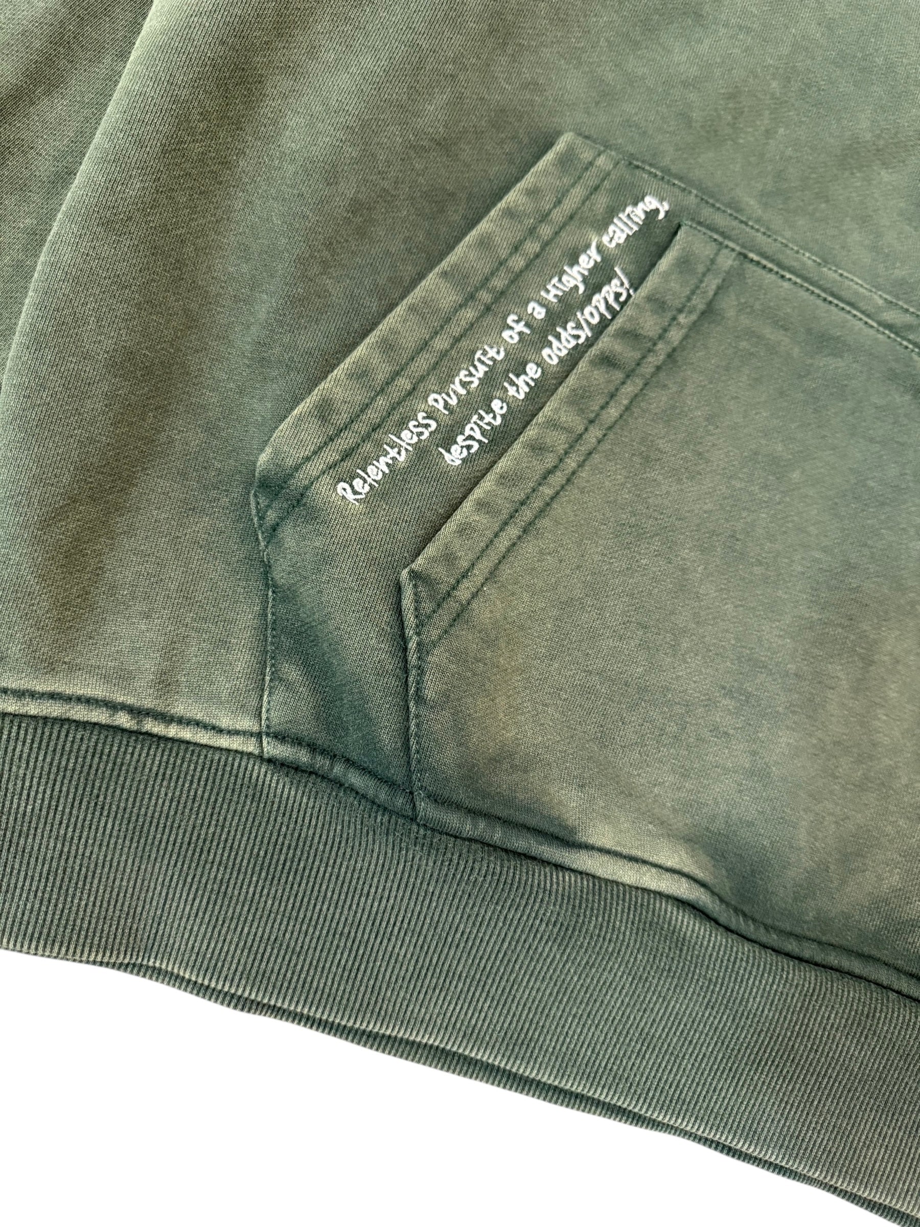 The Mantle Pullover Hoodie Washed Green worn — faith streetwear hoodie Canada Sinners2Saints