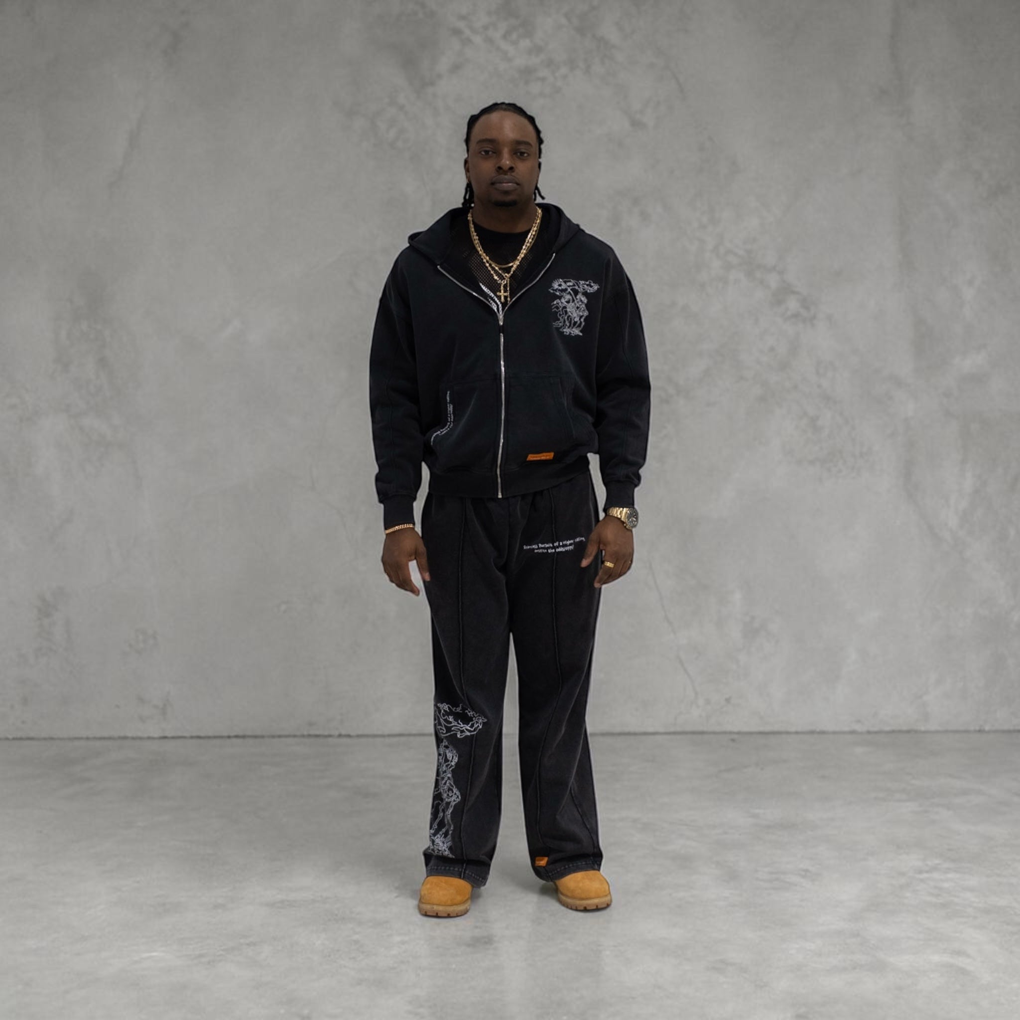 The Mantle Zip Hoodie (Washed Black) - Sinners2Saints