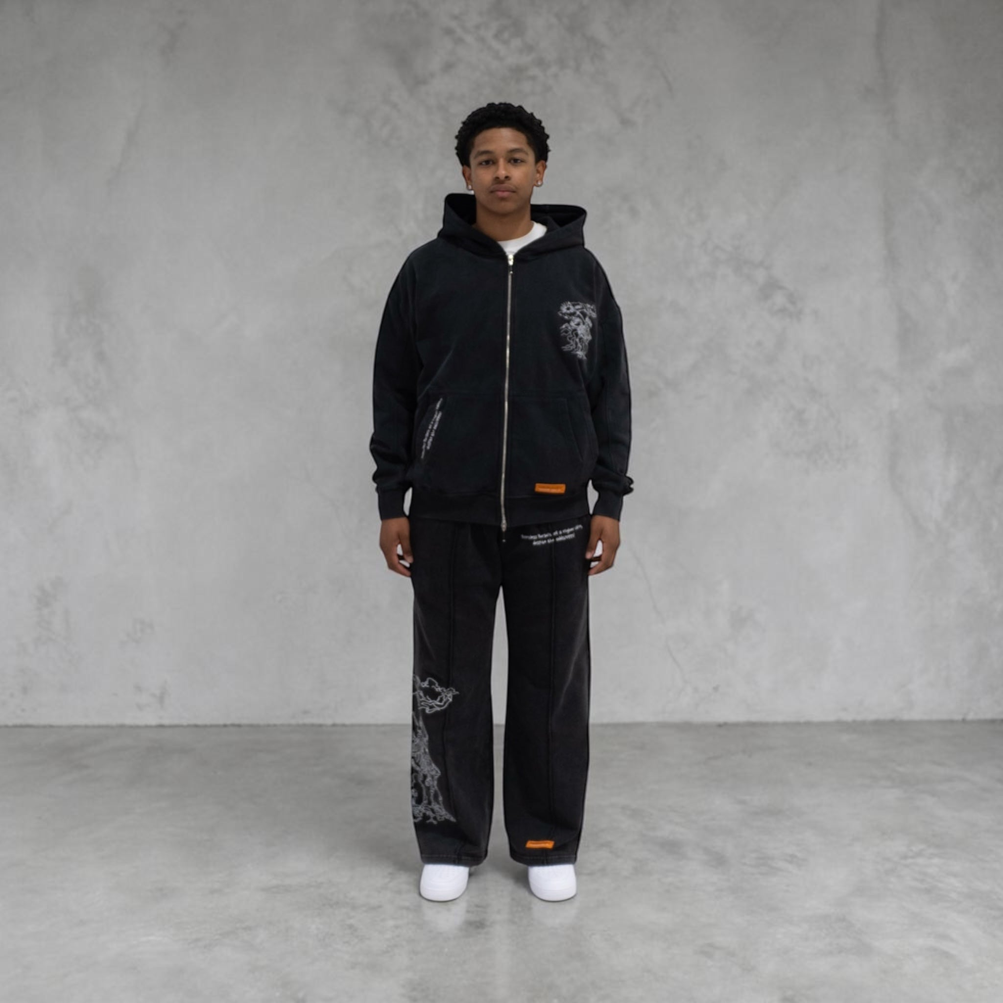 The Mantle Zip Hoodie (Washed Black) - Sinners2Saints
