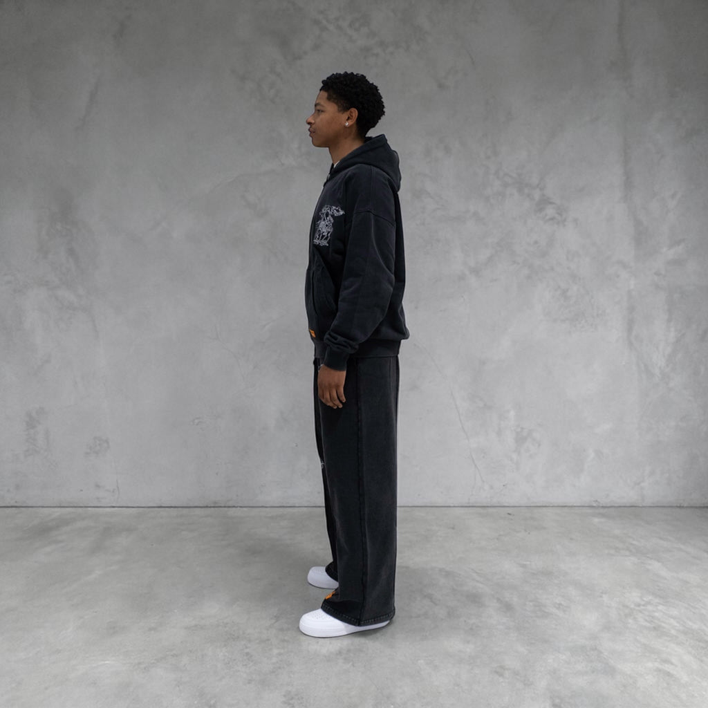 The Mantle Zip Hoodie (Washed Black) - Sinners2Saints
