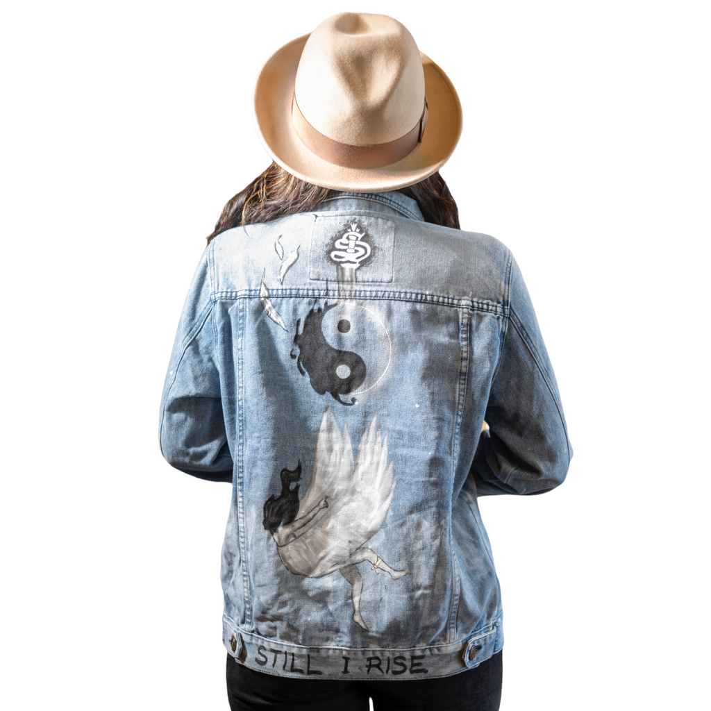 **New CUSTOM Hand painted DENIM Jacket - “Still I Rise”  **Limited Edition Only** - TheSinners2Saints