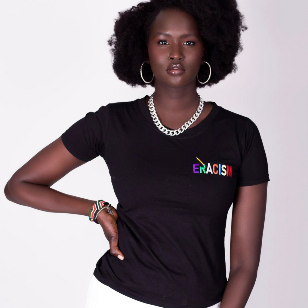 Eracism - Erace Racism - Embroidered T-shirt - (Men, Women) - colors (Black) (Restocked - Limited Run) - TheSinners2Saints