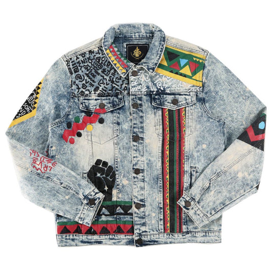 Hand painted Tribal Custom Denim Jacket - Sinners2Saints