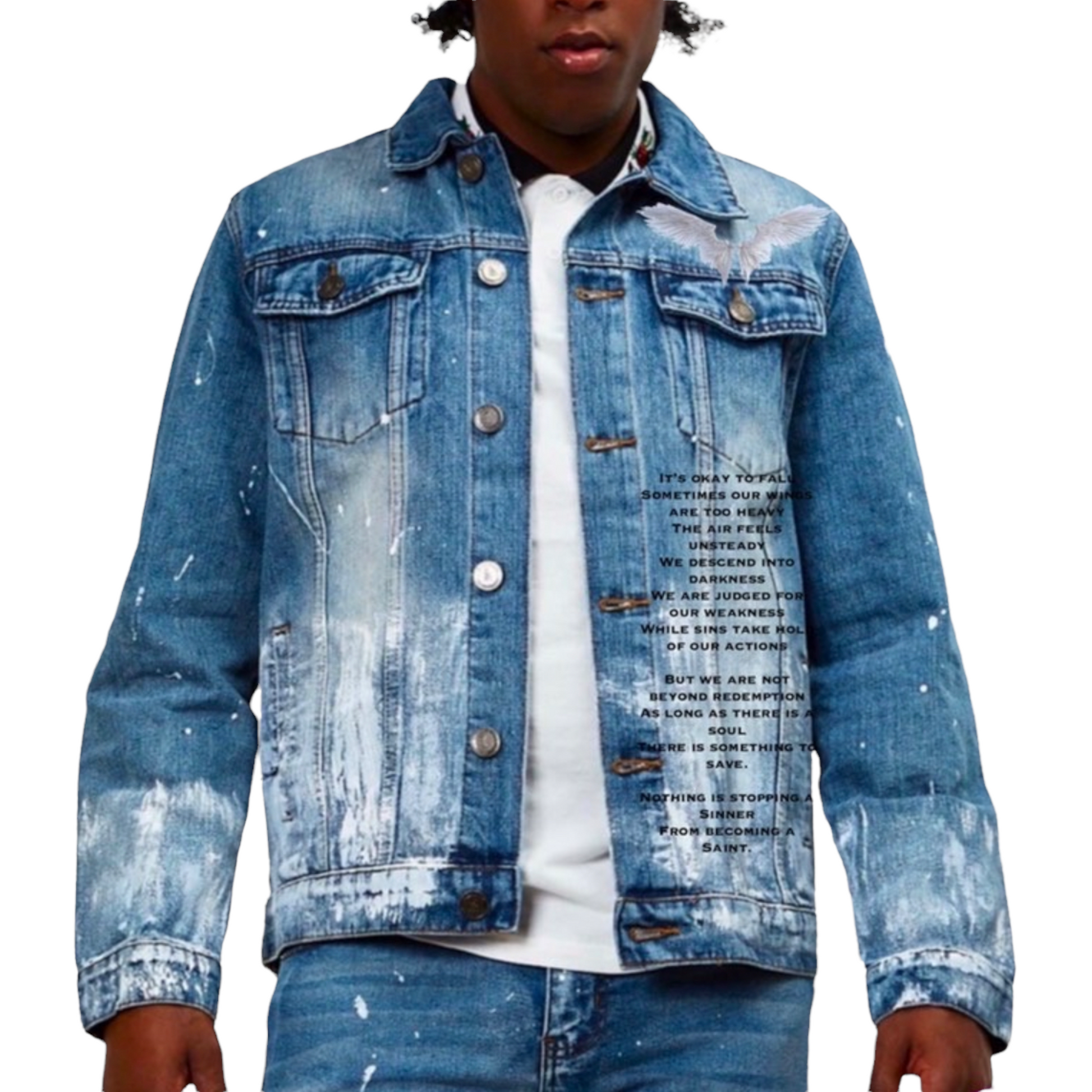 **New CUSTOM Hand painted DENIM Jacket - “Still I Rise”  **Limited Edition Only** - TheSinners2Saints