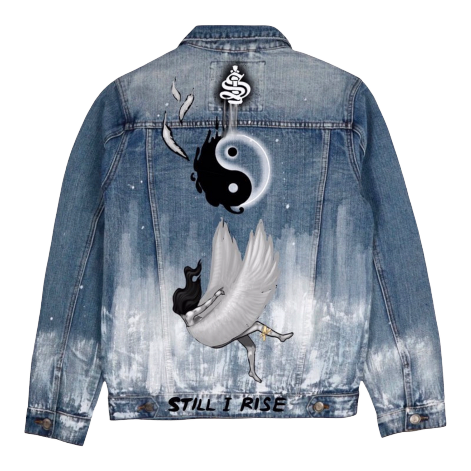 **New CUSTOM Hand painted DENIM Jacket - “Still I Rise”  **Limited Edition Only** - TheSinners2Saints